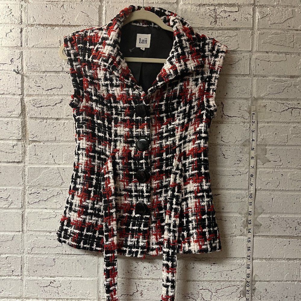 Luii Tweed Red Black Vest Small